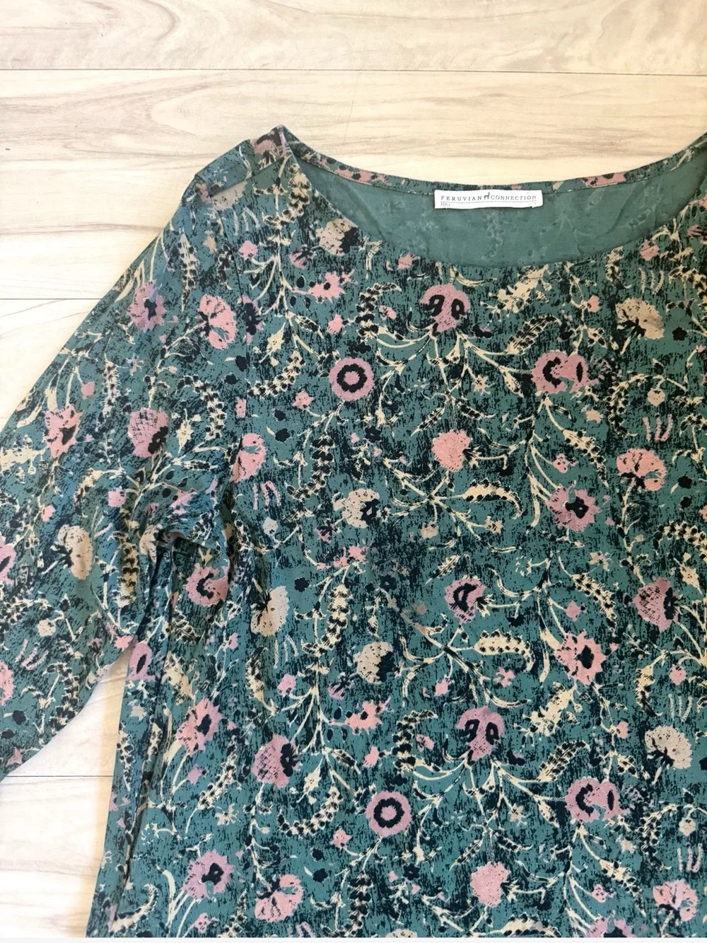 Peruvian Connection Orla Dress Floral Pima Cotton Modal Jersey - Picture 7 of 9